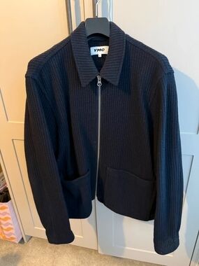 YMC Navy Ribbed Zip Jacket with Patch Pockets